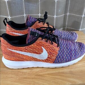 Nike Orange and Purple Knit Shoes with White Swoosh